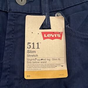 LEVI's 511 Slim Fit Boys 16 28x28  Stretch Navy Blue Brushed Cotton Jeans